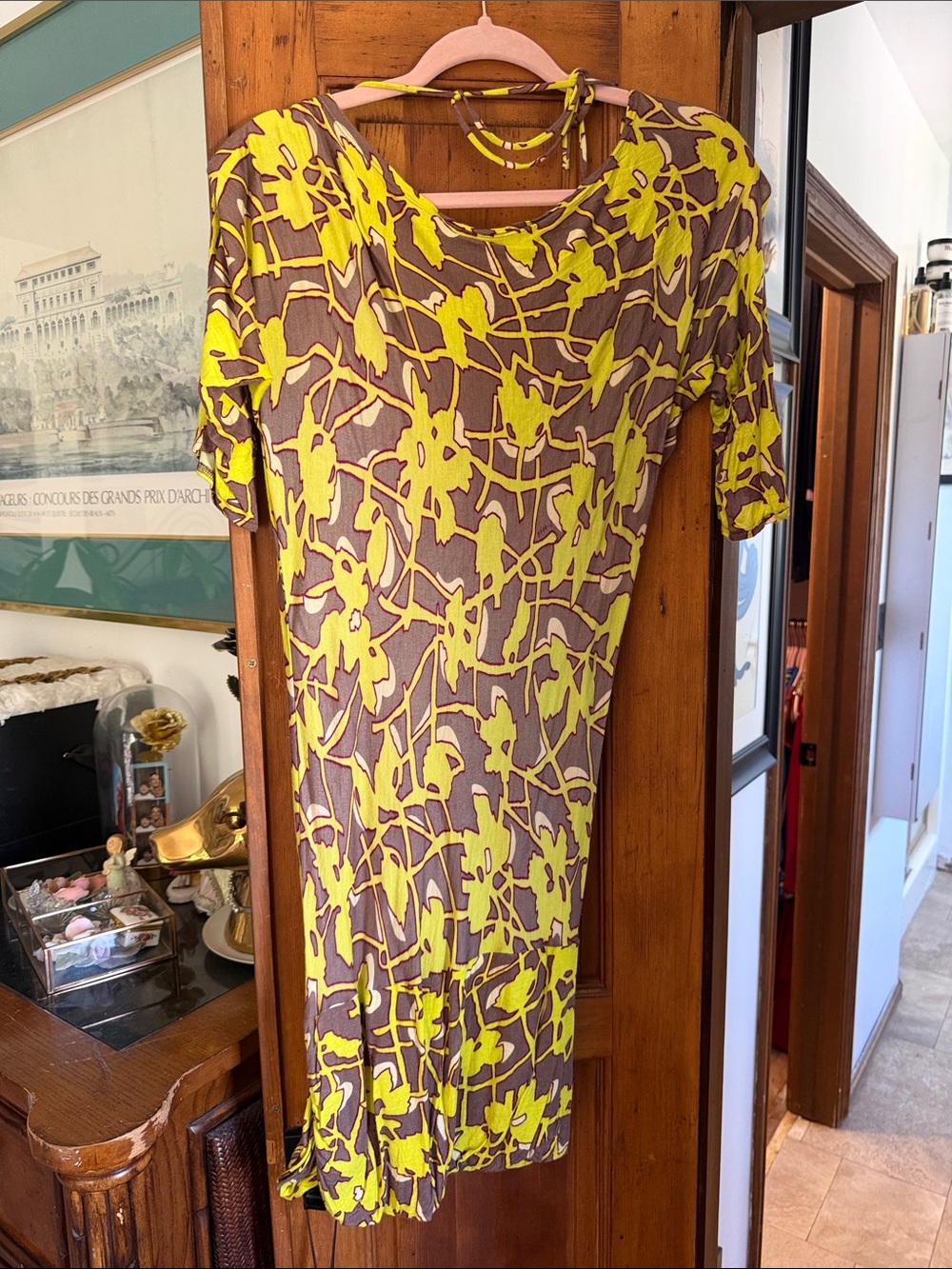 T-Bags Yellow Floral-Print Midi Dress